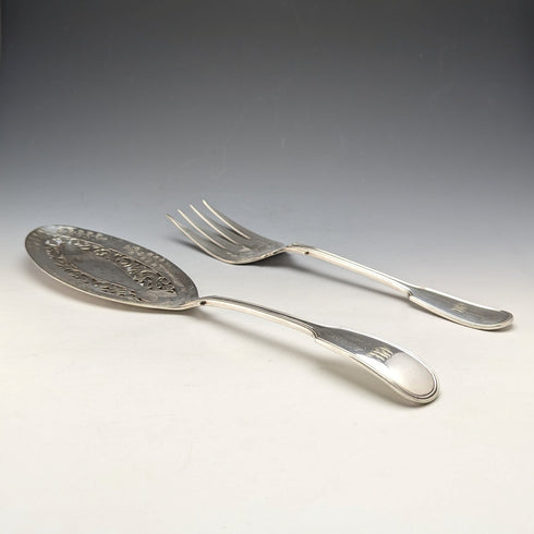 Late 19th Century British Antique Silver Plated Fish Server Set Mappin&Webb